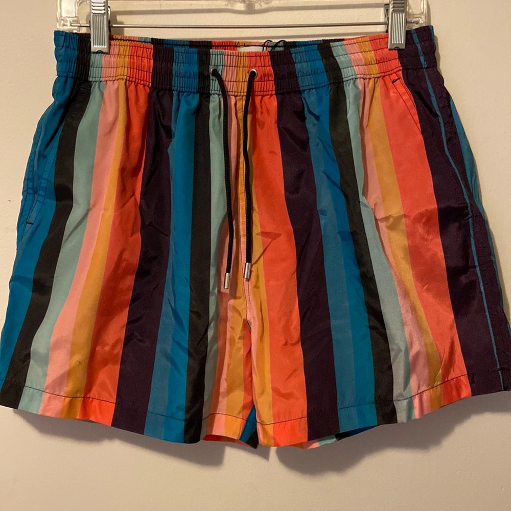 Paul Smith swimwear, artist stripe. 60 poly, 40 recycled poly., size med.
